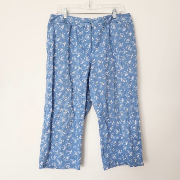 Pendleton Pants - Vintage 90s Pendleton Anchor Print Pants Sz 14 Blue White Novelty Capri Coastal